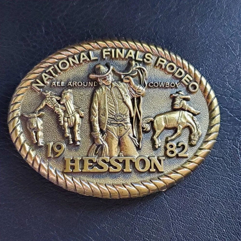 1982 Hesston National Finals Rodeo Belt Buckle Eighth Edition All Around Cowboy